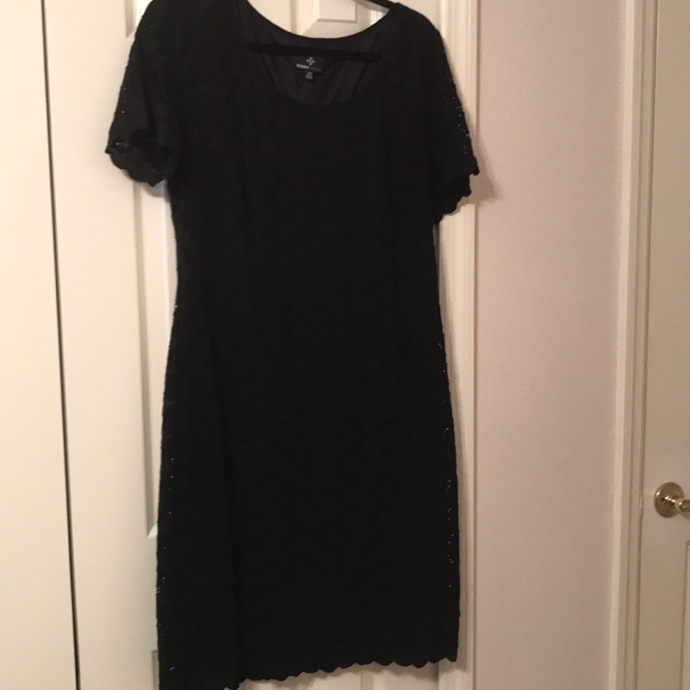 Black lace dress with black slip dress underneath